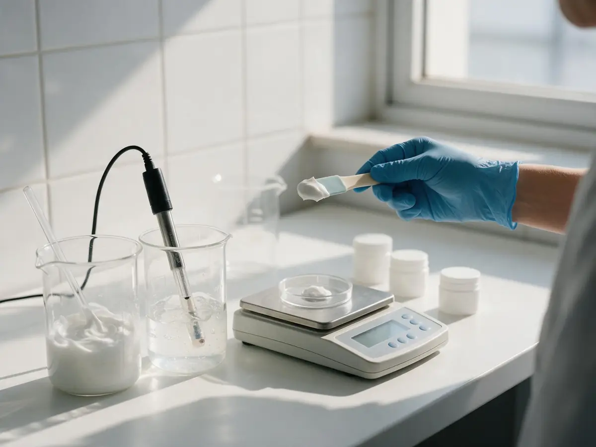Imagem ilustrativa de um laboratório de controle de qualidade de cosméticos